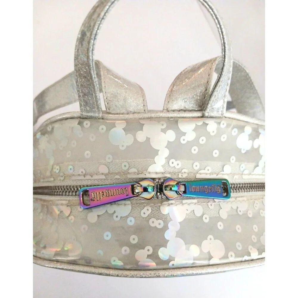 Disney Parks Loungefly Magic Mirror Metallic Mini Backpack Clear Holographic